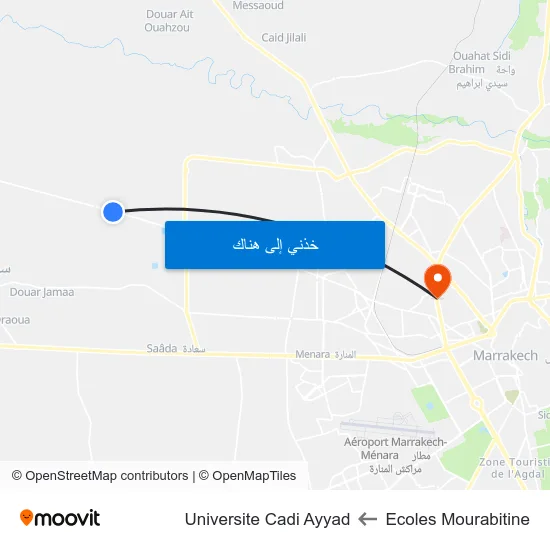 Ecoles Mourabitine to Universite Cadi Ayyad map