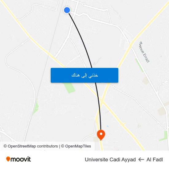 Al Fadl to Universite Cadi Ayyad map