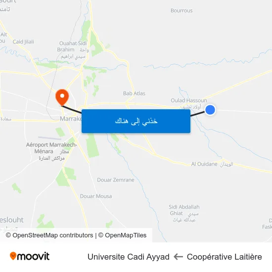Coopérative Laitière to Universite Cadi Ayyad map
