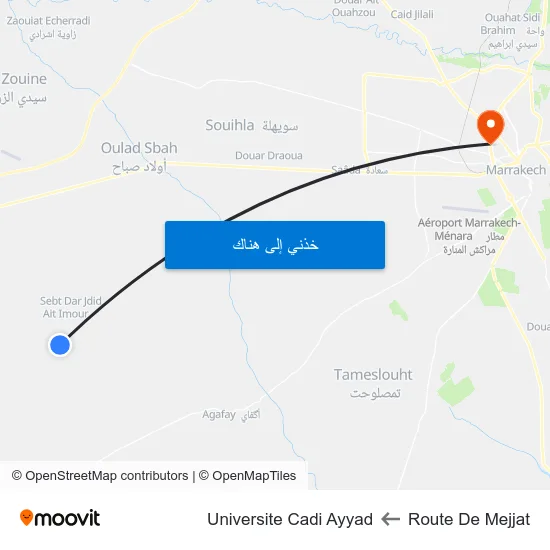 Route De Mejjat to Universite Cadi Ayyad map