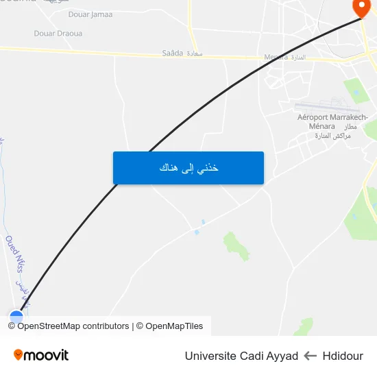 Hdidour to Universite Cadi Ayyad map