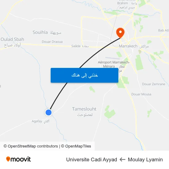Moulay Lyamin to Universite Cadi Ayyad map