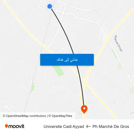 Ph Marché De Gros to Universite Cadi Ayyad map