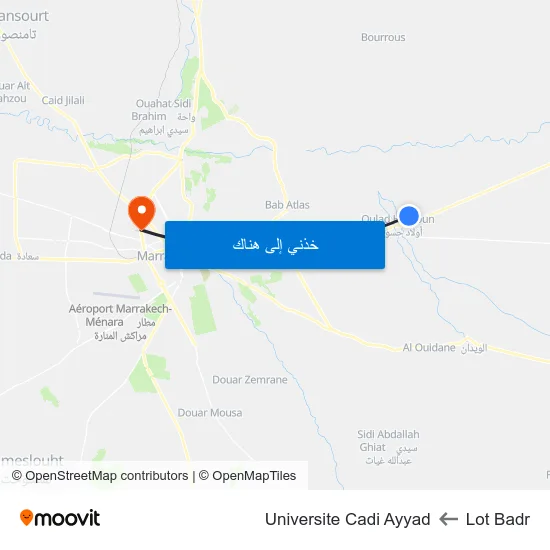 Lot Badr to Universite Cadi Ayyad map