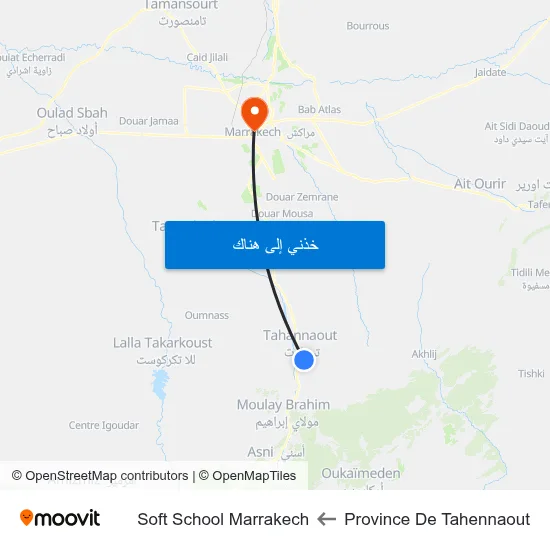 Province De Tahennaout to Soft School Marrakech map