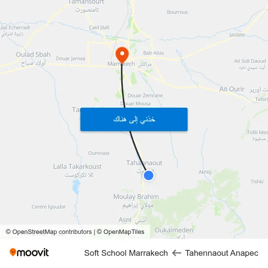 Tahennaout Anapec to Soft School Marrakech map