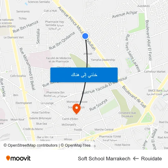 Rouidate to Soft School Marrakech map