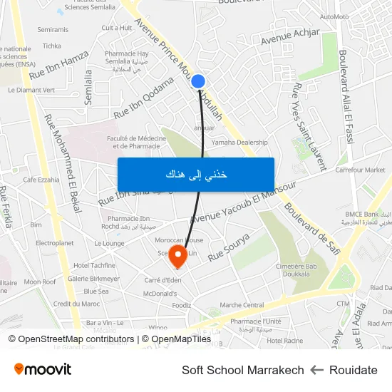 Rouidate to Soft School Marrakech map