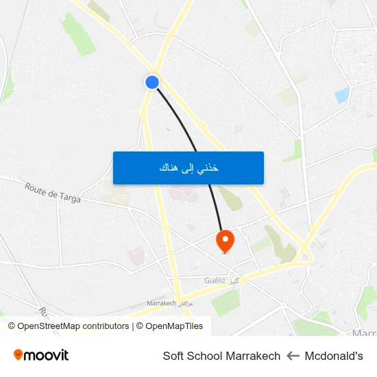 Mcdonald's to Soft School Marrakech map