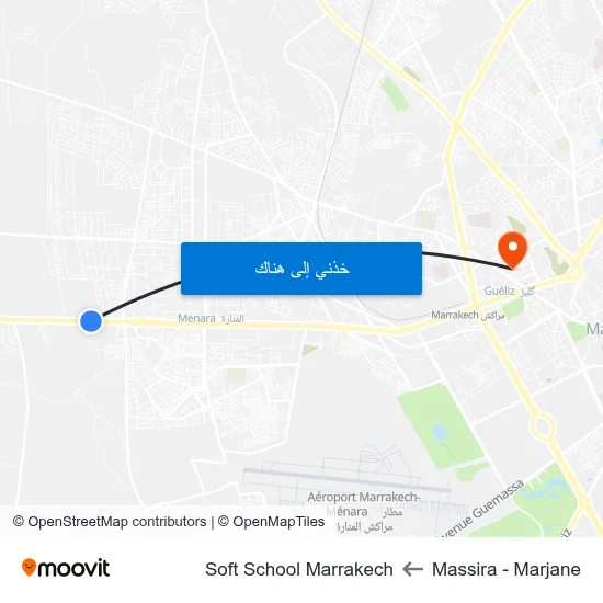 Massira - Marjane to Soft School Marrakech map