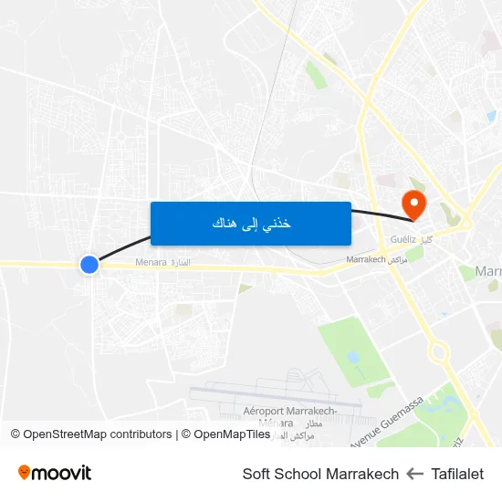 Tafilalet to Soft School Marrakech map