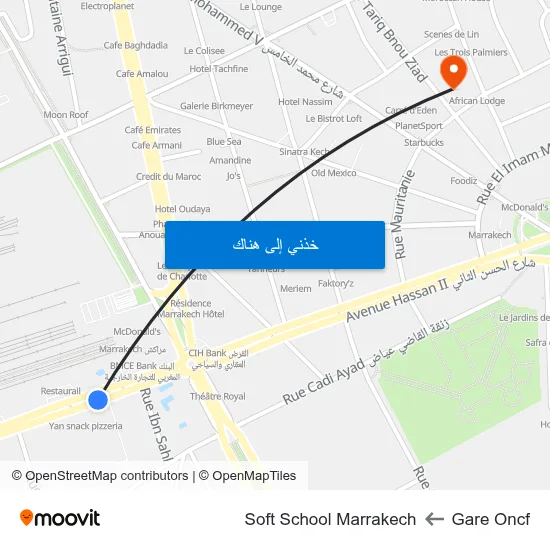 Gare Oncf to Soft School Marrakech map