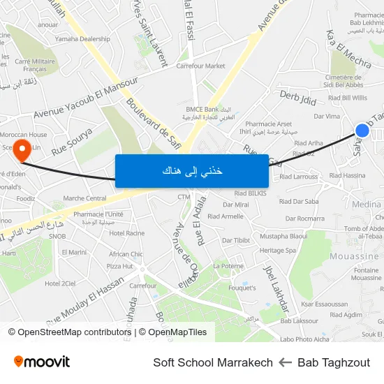Bab Taghzout to Soft School Marrakech map