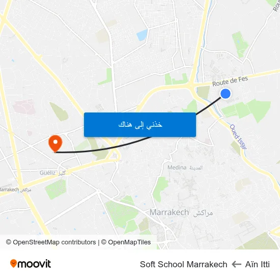 Aïn Itti to Soft School Marrakech map