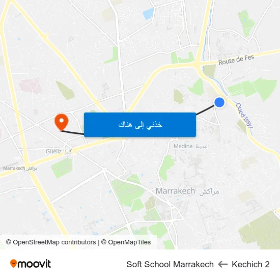 Kechich 2 to Soft School Marrakech map