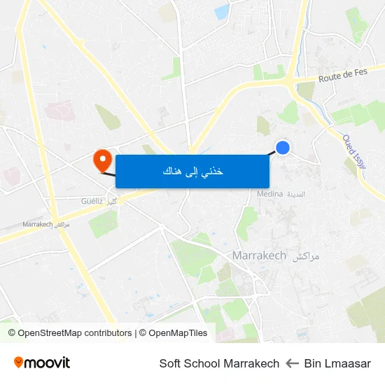 Bin Lmaasar to Soft School Marrakech map