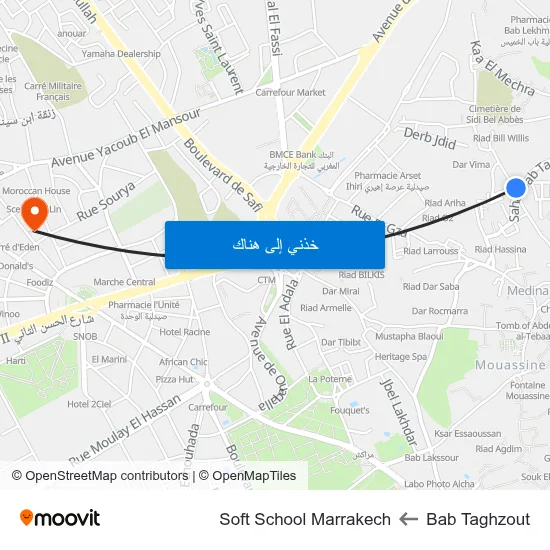 Bab Taghzout to Soft School Marrakech map