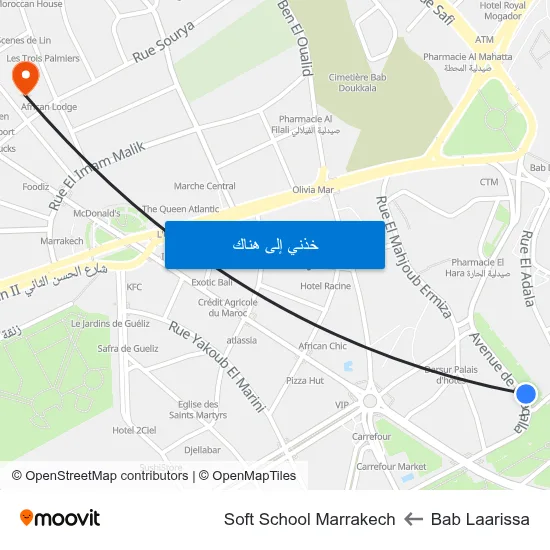 Bab Laarissa to Soft School Marrakech map