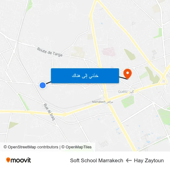 Hay Zaytoun to Soft School Marrakech map