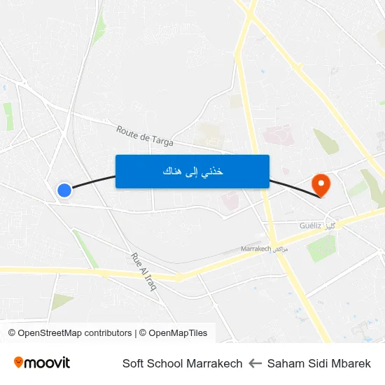 Saham Sidi Mbarek to Soft School Marrakech map