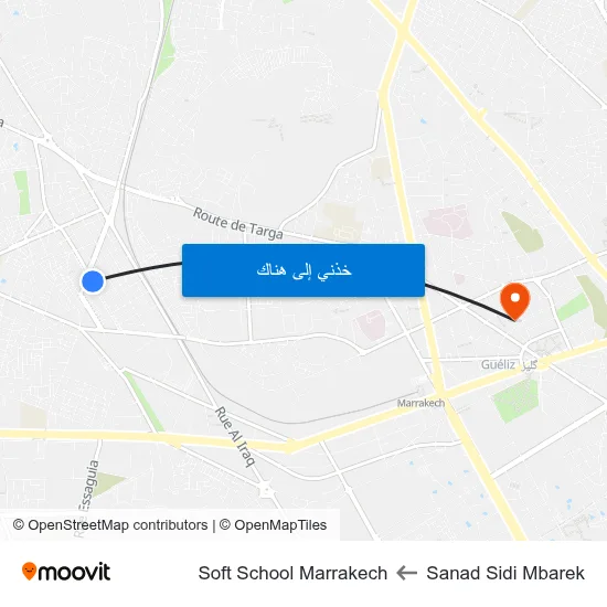 Sanad Sidi Mbarek to Soft School Marrakech map