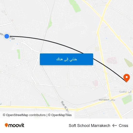 Cnss to Soft School Marrakech map