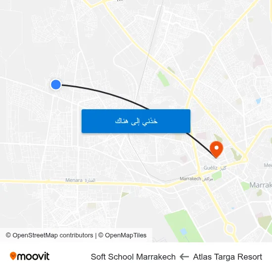 Atlas Targa Resort to Soft School Marrakech map