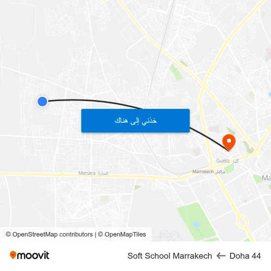 Doha 44 to Soft School Marrakech map