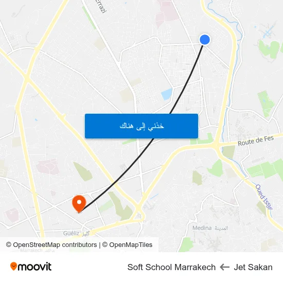 Jet Sakan to Soft School Marrakech map