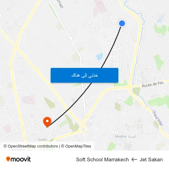 Jet Sakan to Soft School Marrakech map