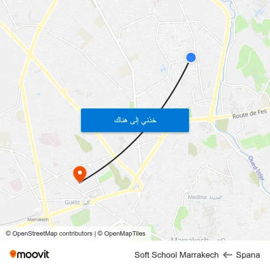 Spana to Soft School Marrakech map