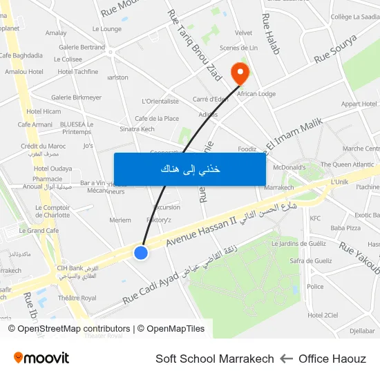 Office Haouz to Soft School Marrakech map