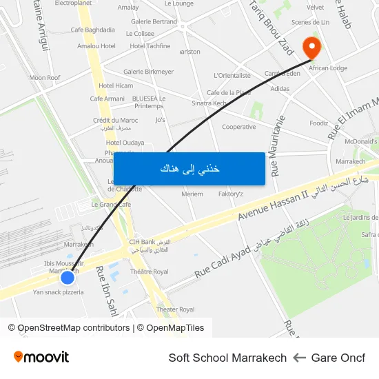 Gare Oncf to Soft School Marrakech map