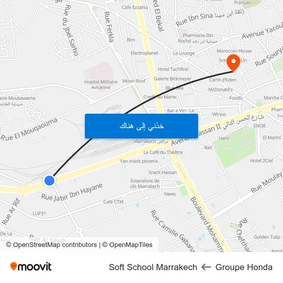Groupe Honda to Soft School Marrakech map