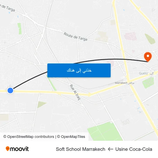 Usine Coca-Cola to Soft School Marrakech map