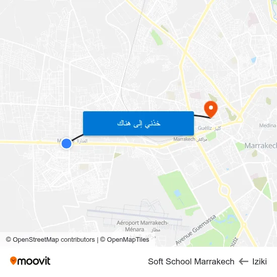 Iziki to Soft School Marrakech map