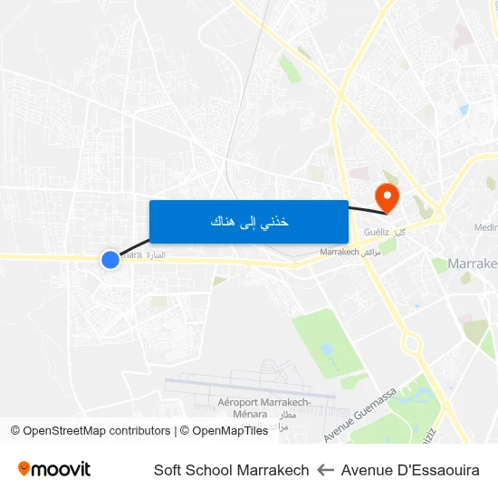 Avenue D'Essaouira to Soft School Marrakech map