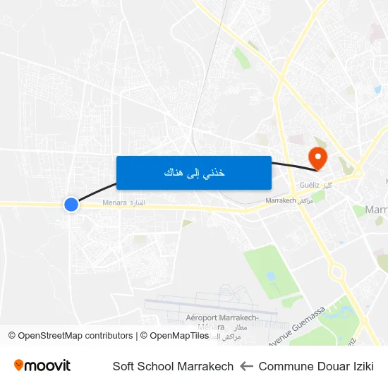 Commune Douar Iziki to Soft School Marrakech map