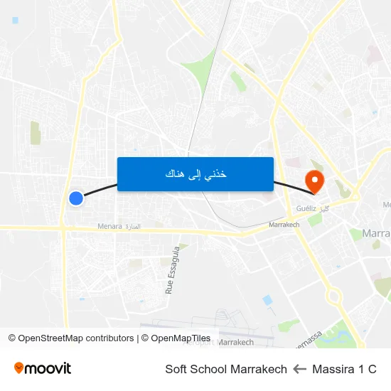 Massira 1 C to Soft School Marrakech map