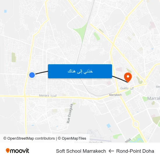 Rond-Point Doha to Soft School Marrakech map