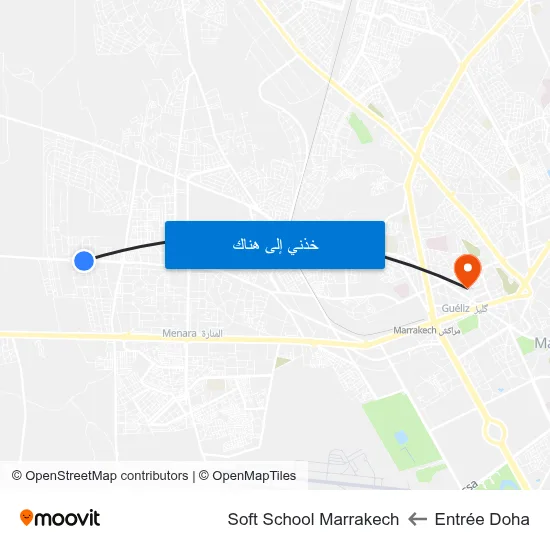 Entrée Doha to Soft School Marrakech map