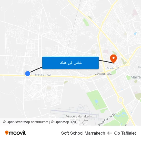Op Tafilalet to Soft School Marrakech map