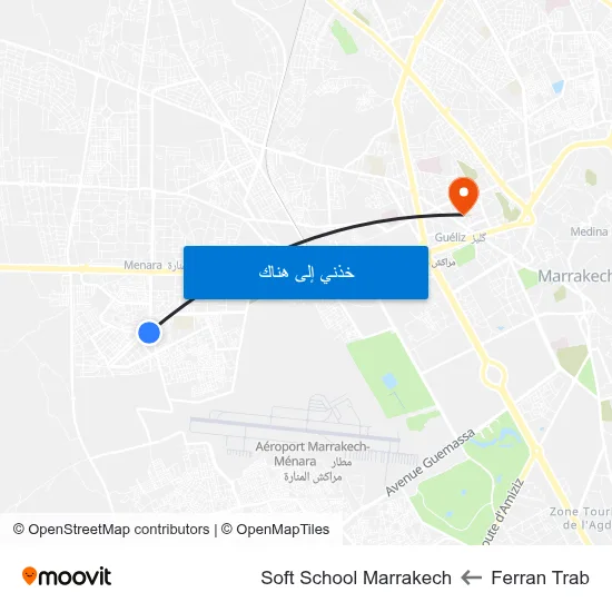 Ferran Trab to Soft School Marrakech map