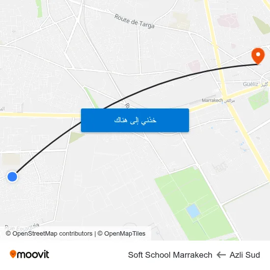 Azli Sud to Soft School Marrakech map