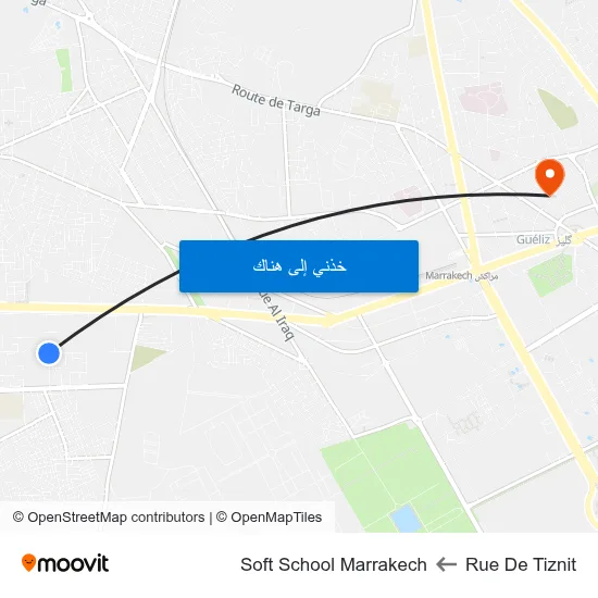 Rue De Tiznit to Soft School Marrakech map