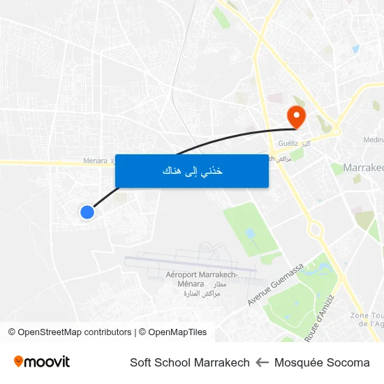 Mosquée Socoma to Soft School Marrakech map