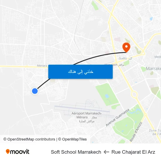 Rue Chajarat El Arz to Soft School Marrakech map