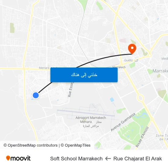 Rue Chajarat El Arak to Soft School Marrakech map
