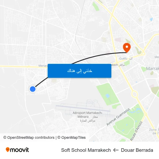 Douar Berrada to Soft School Marrakech map