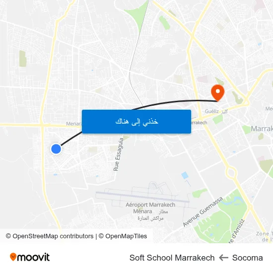 Socoma to Soft School Marrakech map